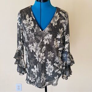 Vince Camuto Black and Gold Party Blouse